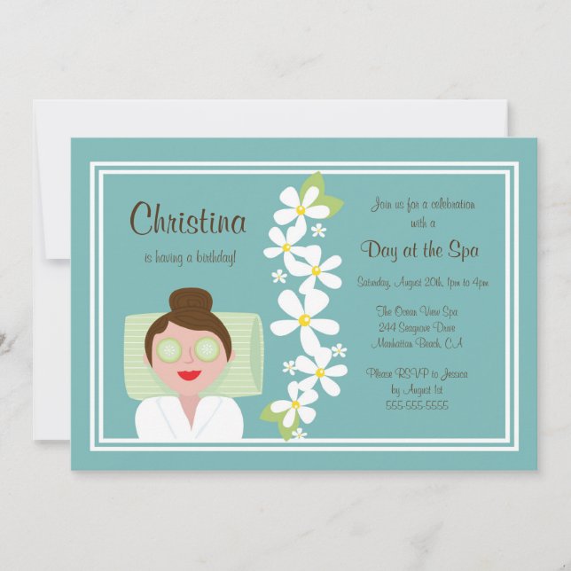 Invitation de fête d'anniversaire de jour de spa (Devant)