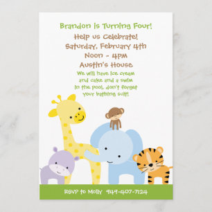Invitation de fête d'anniversaire de jungle