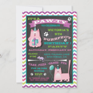 Invitation de fête d'anniversaire de Kitty Cat