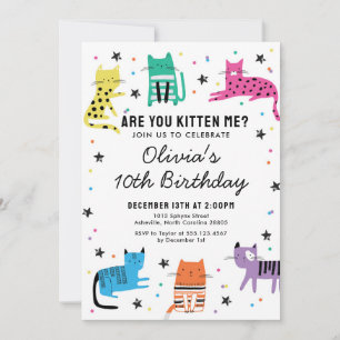 Invitation de fête d'anniversaire de Kitty Cat