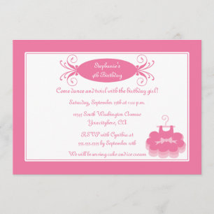 Invitation de fête d'anniversaire de la ballerine