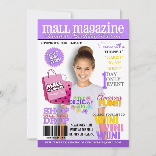 Invitation de fête d'anniversaire de la chasse au  (Devant)