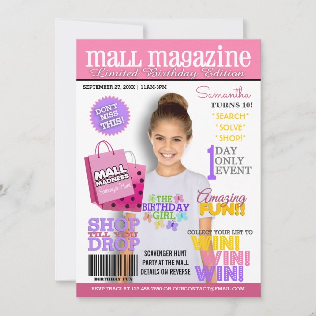 Invitation de fête d'anniversaire de la chasse au  (Devant)