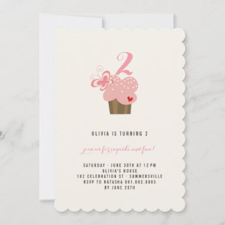 Invitation de fête d'anniversaire de la fille Cupc