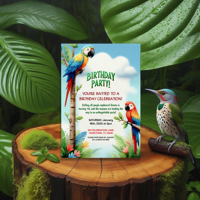 Invitation de fête d'anniversaire de la Jungle tro (Créateur téléchargé)