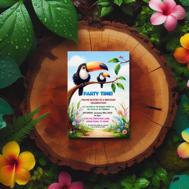 Invitation de fête d'anniversaire de la Jungle tro (Créateur téléchargé)