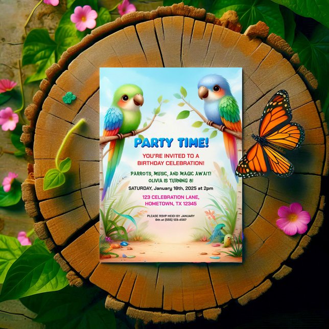 Invitation de fête d'anniversaire de la Jungle tro (Créateur téléchargé)