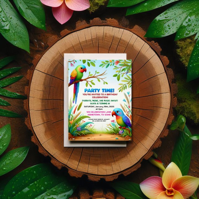 Invitation de fête d'anniversaire de la Jungle tro (Créateur téléchargé)