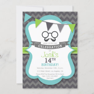 Invitation de fête d'anniversaire de la moustache
