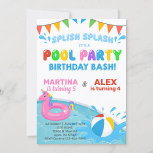 Invitation de fête d'anniversaire de la piscine de