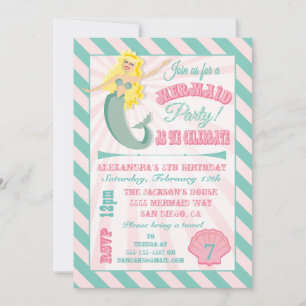 Invitation de fête d'anniversaire de la Sirène mod