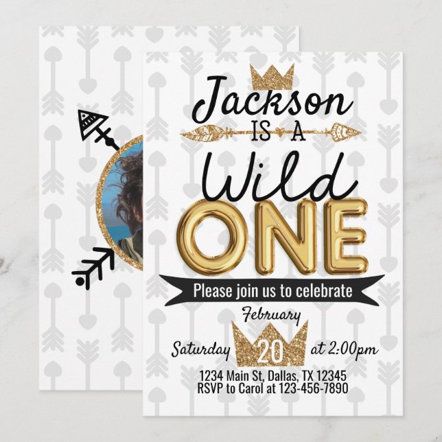 Invitation de fête d'anniversaire de la tribu Wild (Devant / Derrière)