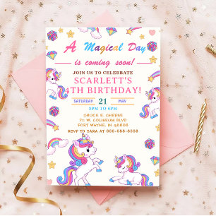 Invitation de fête d'anniversaire de la Unicorn, P