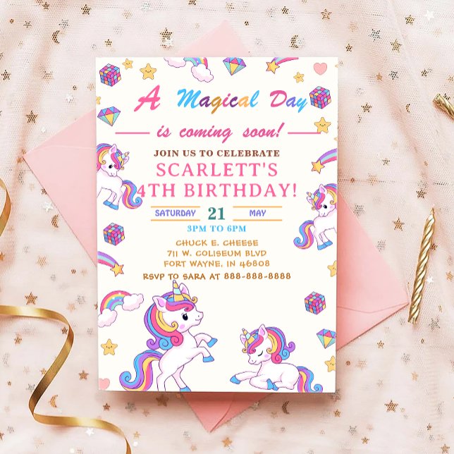 Invitation de fête d'anniversaire de la Unicorn, P (Créateur téléchargé)