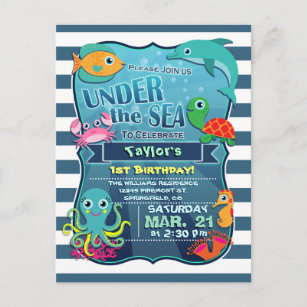 Invitations Faire Part Cartes Anniversaire Vie Marine Zazzle Fr