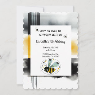 Invitation de fête d'anniversaire de l'abeille bla
