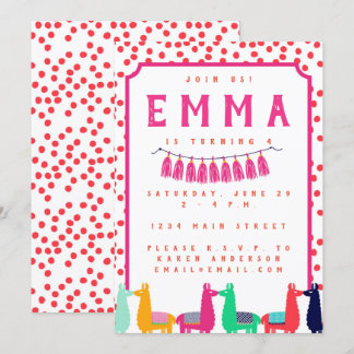 Invitation de fête d'anniversaire de lama