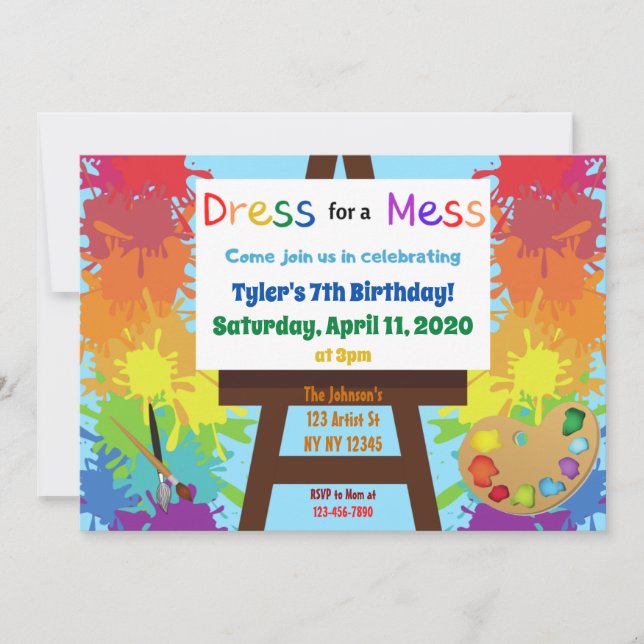 Invitation de fête d'anniversaire de l'artiste (Devant)