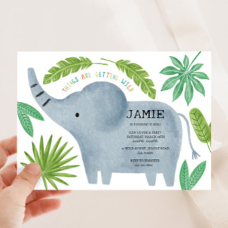 Invitation de fête d'anniversaire de l'éléphant