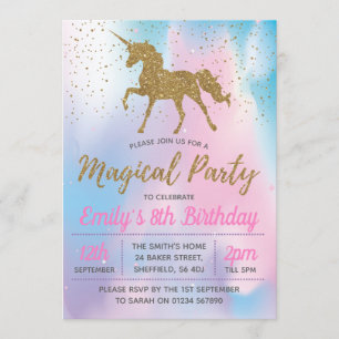 Invitation de fête d'anniversaire de licorne