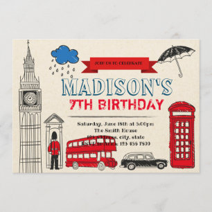 Invitation de fête d'anniversaire de Londres