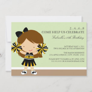 Invitation de fête d'anniversaire de l'Pom-pom gir