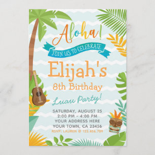 Invitation de fête d'anniversaire de Luau