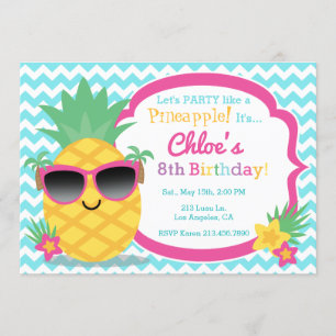 Invitation de fête d'anniversaire de Luau d'ananas