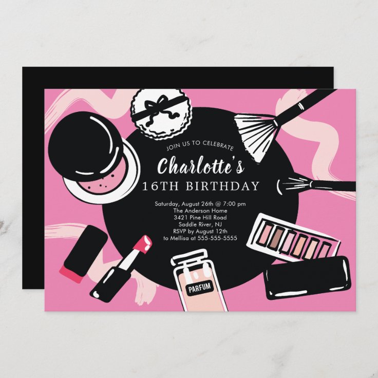 Invitation De Fete D Anniversaire De Maquillage Zazzle Fr