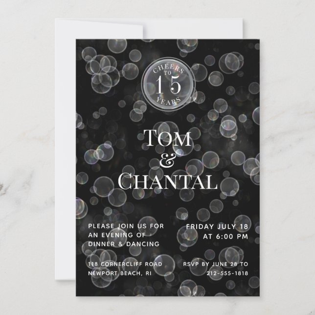 Invitation de fête d'anniversaire de mariage noir  (Devant)
