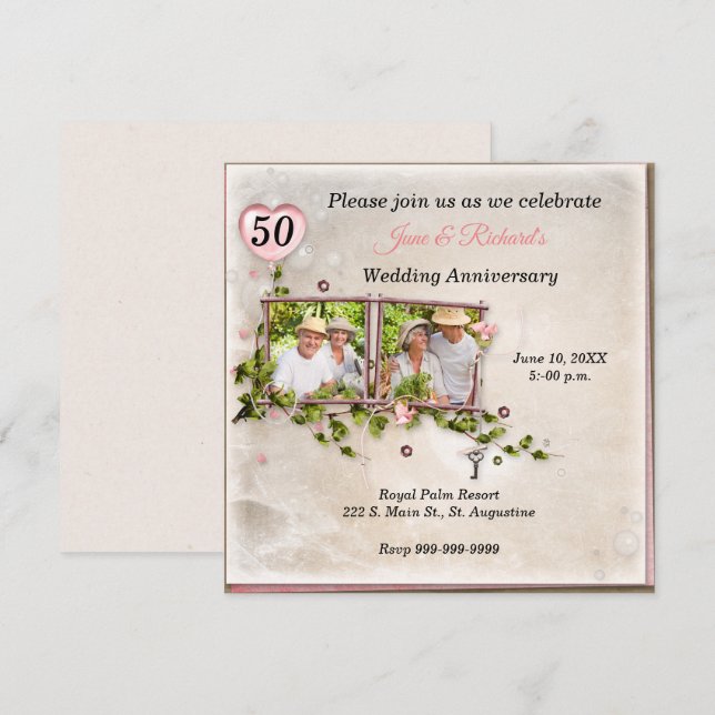Invitation de fête d'anniversaire de mariage photo (Devant / Derrière)