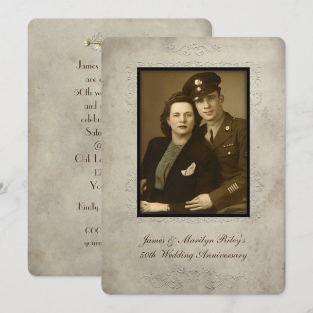 Invitation de fête d'anniversaire de mariage vinta (Devant / Derrière)