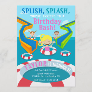 Invitation de fête d'anniversaire de natation de
