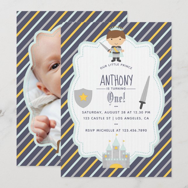 Invitation de fête d'anniversaire de notre petit p (Devant / Derrière)