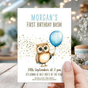 Invitation de fête d'anniversaire de Owl First