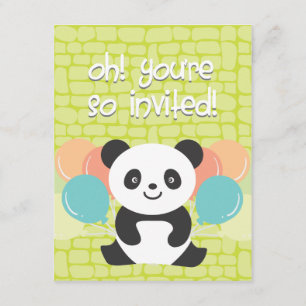 Invitation de fête d'anniversaire de panda