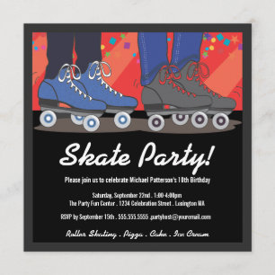 Invitation de fête d'anniversaire de patinage de