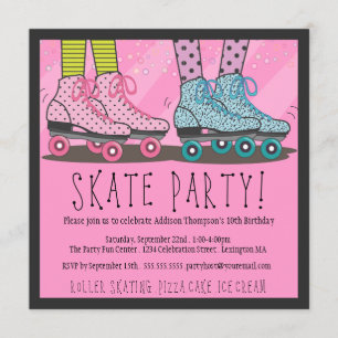 Invitation de fête d'anniversaire de patinage de