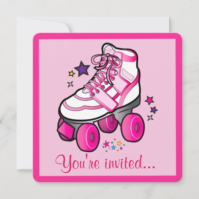 Invitation de fête d'anniversaire de patinage de (Devant)