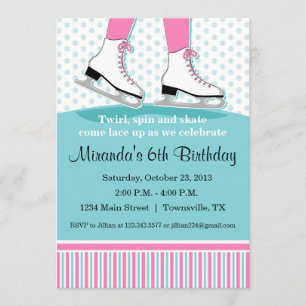 Invitation de fête d'anniversaire de patinage de