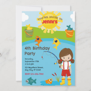 Invitation de fête d'anniversaire de pêche