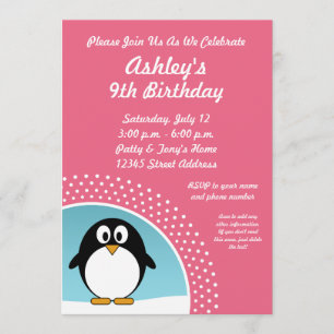 Invitation de fête d'anniversaire de pingouin