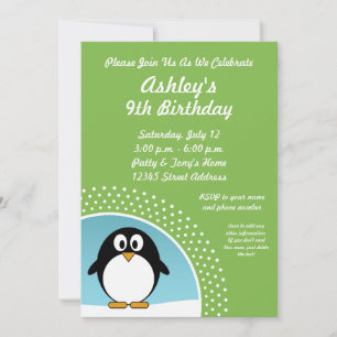 Invitation de fête d'anniversaire de pingouin