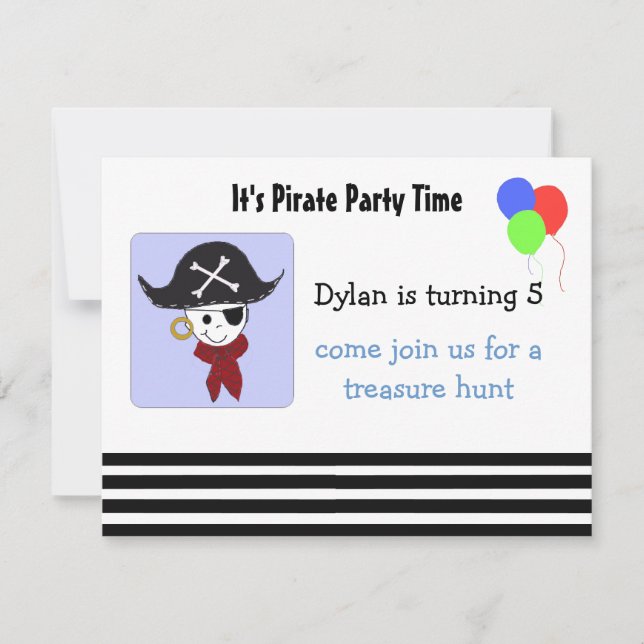 Invitation de fête d'anniversaire de pirate cool (Devant)