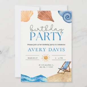 Invitation de fête d'anniversaire de plage
