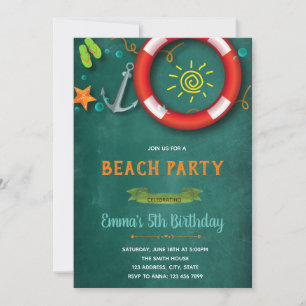 Invitation de fête d'anniversaire de plage