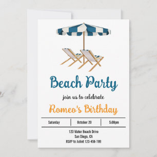 Invitation de fête d'anniversaire de plage