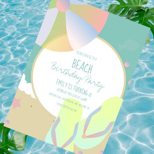 Invitation de fête d'anniversaire de plage Balle d