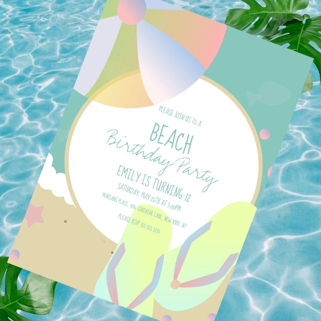 Invitation de fête d'anniversaire de plage Balle d (Créateur téléchargé)