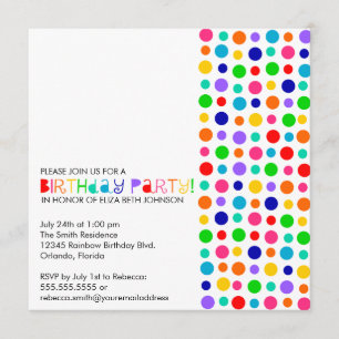 Invitation de fête d'anniversaire de pois